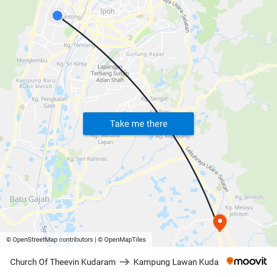 Church Of Theevin Kudaram to Kampung Lawan Kuda map