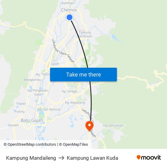 Kampung Mandaileng to Kampung Lawan Kuda map