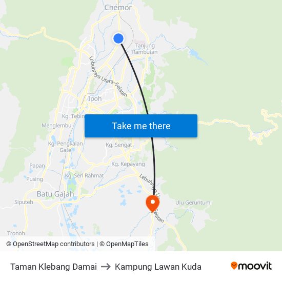 Taman Klebang Damai to Kampung Lawan Kuda map