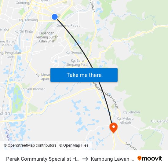 Perak Community Specialist Hospital to Kampung Lawan Kuda map