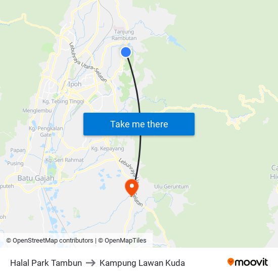 Halal Park Tambun to Kampung Lawan Kuda map