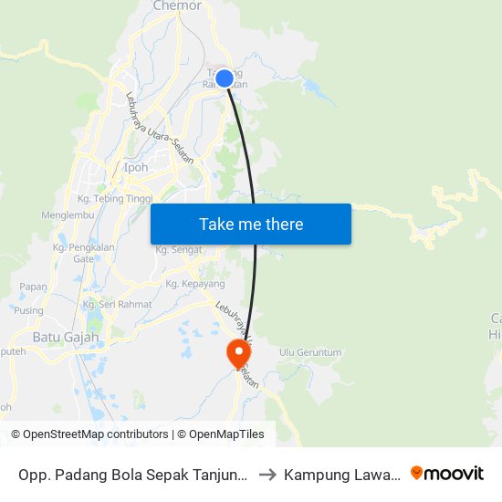 Opp. Padang Bola Sepak Tanjung Rambutan to Kampung Lawan Kuda map