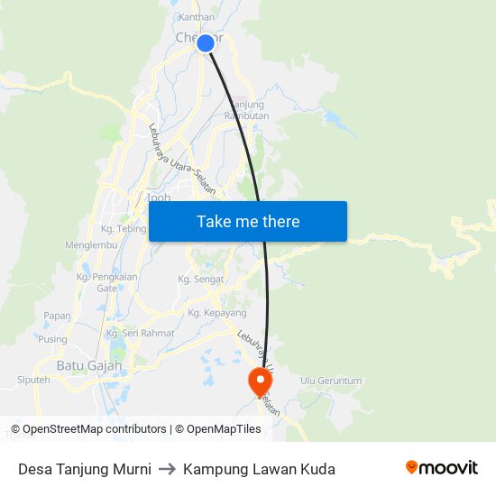 Desa Tanjung Murni to Kampung Lawan Kuda map