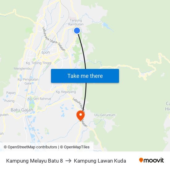Kampung Melayu Batu 8 to Kampung Lawan Kuda map