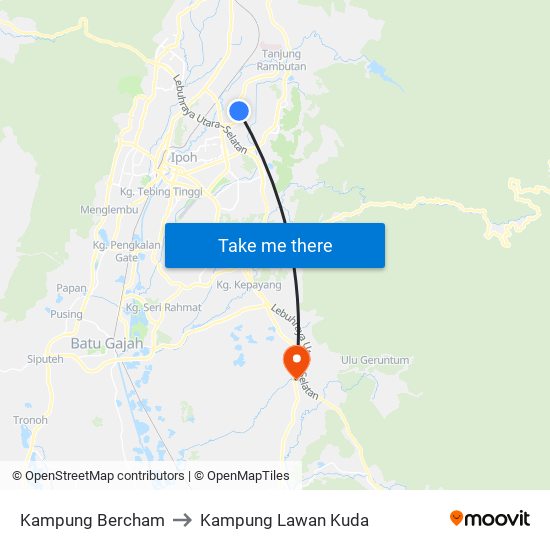 Kampung Bercham to Kampung Lawan Kuda map