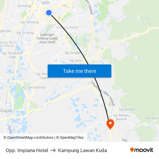 Opp. Impiana Hotel to Kampung Lawan Kuda map
