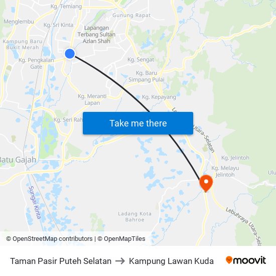 Taman Pasir Puteh Selatan to Kampung Lawan Kuda map