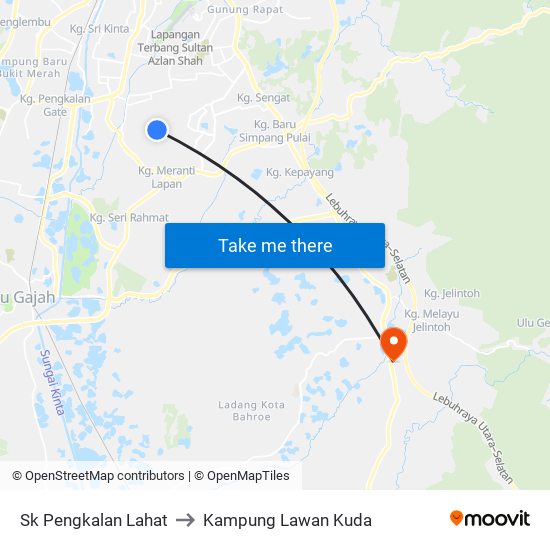 Sk Pengkalan Lahat to Kampung Lawan Kuda map