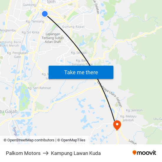 Palkom Motors to Kampung Lawan Kuda map