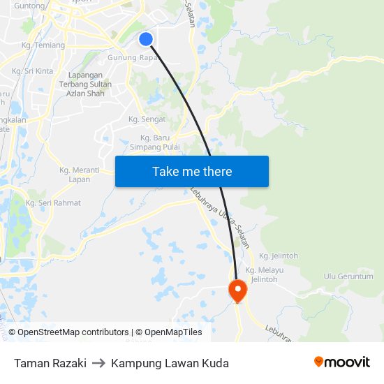 Taman Razaki to Kampung Lawan Kuda map