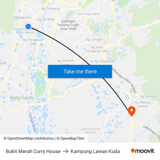 Bukit Merah Curry House to Kampung Lawan Kuda map