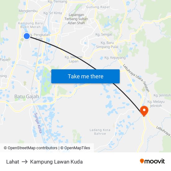 Lahat to Kampung Lawan Kuda map