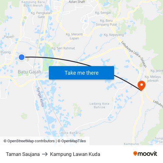 Taman Saujana to Kampung Lawan Kuda map