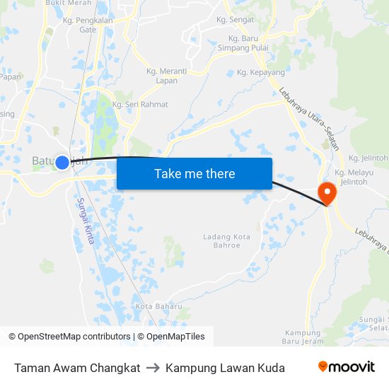 Taman Awam Changkat to Kampung Lawan Kuda map