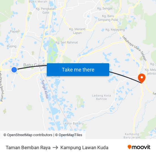 Taman Bemban Raya to Kampung Lawan Kuda map