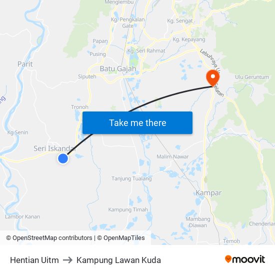 Hentian Uitm to Kampung Lawan Kuda map