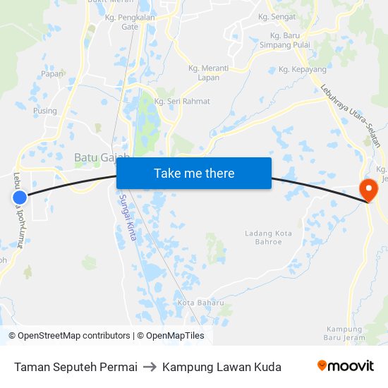 Taman Seputeh Permai to Kampung Lawan Kuda map