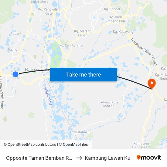 Opposite Taman Bemban Raya to Kampung Lawan Kuda map