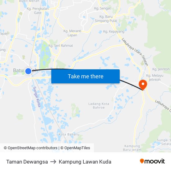 Taman Dewangsa to Kampung Lawan Kuda map