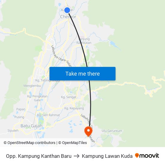 Opp. Kampung Kanthan Baru to Kampung Lawan Kuda map