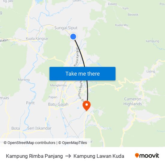 Kampung Rimba Panjang to Kampung Lawan Kuda map
