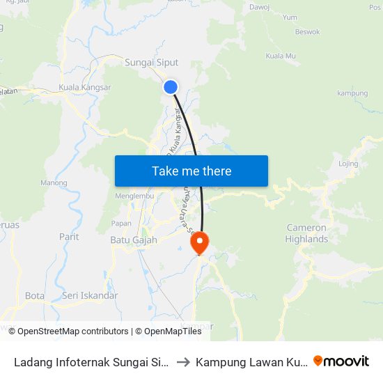 Ladang Infoternak Sungai Siput to Kampung Lawan Kuda map