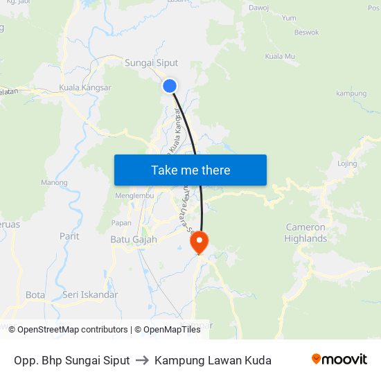 Opp. Bhp Sungai Siput to Kampung Lawan Kuda map