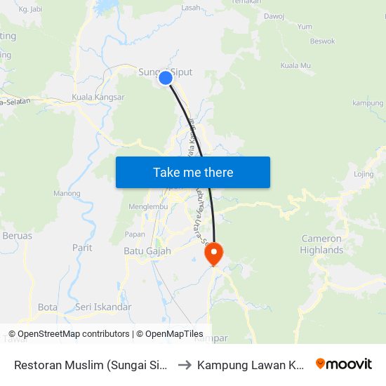 Restoran Muslim (Sungai Siput) to Kampung Lawan Kuda map