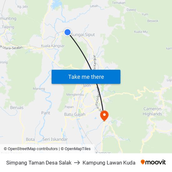 Simpang Taman Desa Salak to Kampung Lawan Kuda map