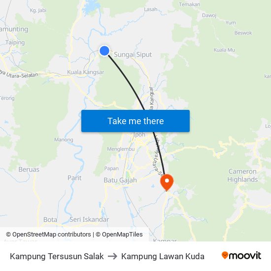 Kampung Tersusun Salak to Kampung Lawan Kuda map