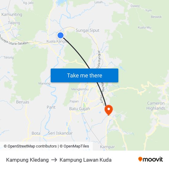 Kampung Kledang to Kampung Lawan Kuda map