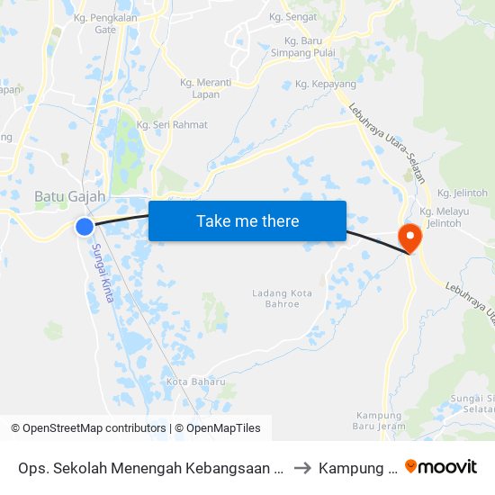 Ops. Sekolah Menengah Kebangsaan Tok Indera Wangsa Ahmad Batu Gajah to Kampung Lawan Kuda map