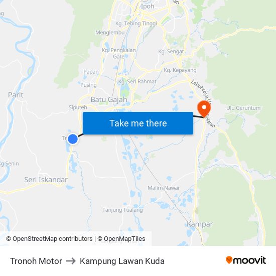 Tronoh Motor to Kampung Lawan Kuda map