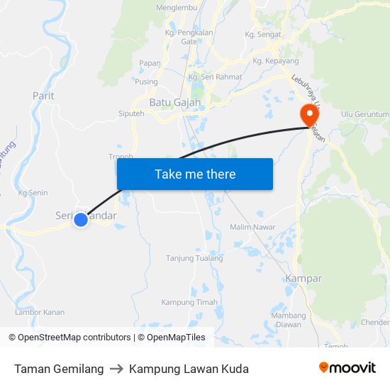 Taman Gemilang to Kampung Lawan Kuda map
