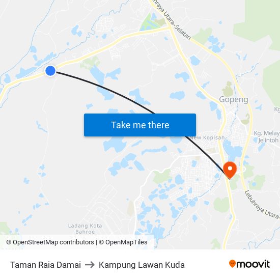 Taman Raia Damai to Kampung Lawan Kuda map