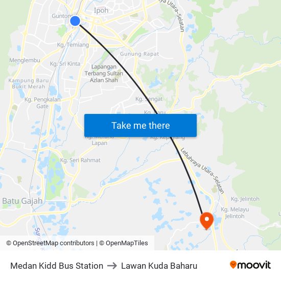 Medan Kidd Bus Station to Lawan Kuda Baharu map