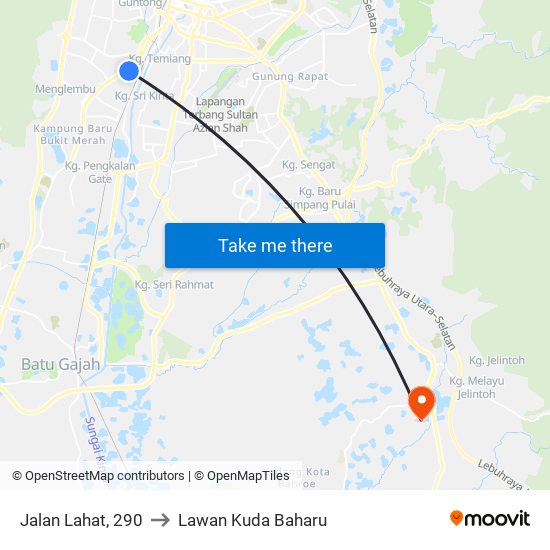 Jalan Lahat, 290 to Lawan Kuda Baharu map