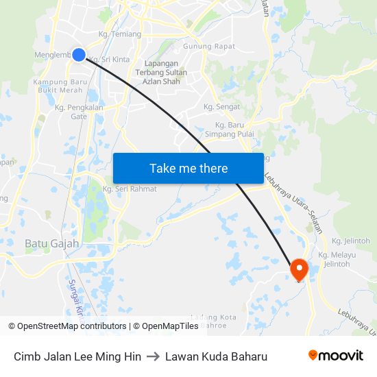 Cimb Jalan Lee Ming Hin to Lawan Kuda Baharu map