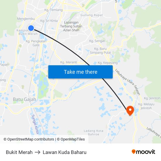 Bukit Merah to Lawan Kuda Baharu map