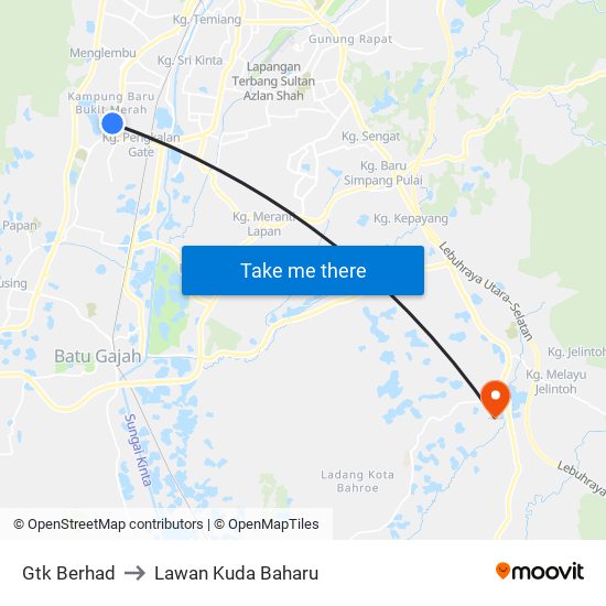 Gtk Berhad to Lawan Kuda Baharu map