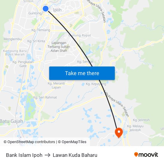 Bank Islam Ipoh to Lawan Kuda Baharu map