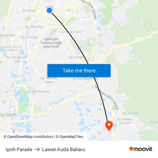 Ipoh Parade to Lawan Kuda Baharu map