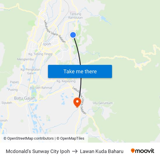 Mcdonald's Sunway City Ipoh to Lawan Kuda Baharu map