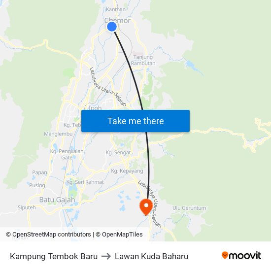 Kampung Tembok Baru to Lawan Kuda Baharu map