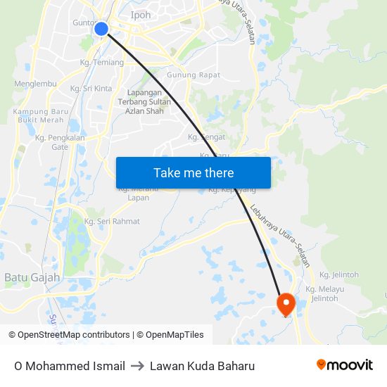 O Mohammed Ismail to Lawan Kuda Baharu map