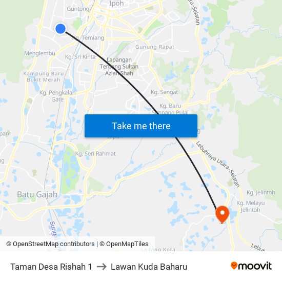 Taman Desa Rishah 1 to Lawan Kuda Baharu map