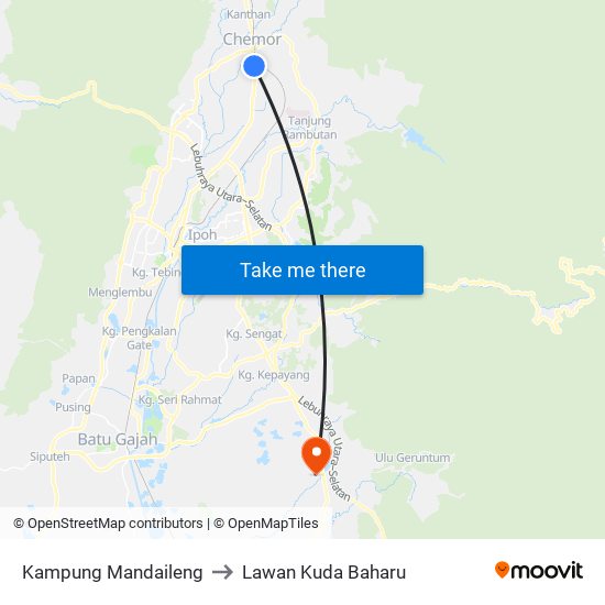 Kampung Mandaileng to Lawan Kuda Baharu map