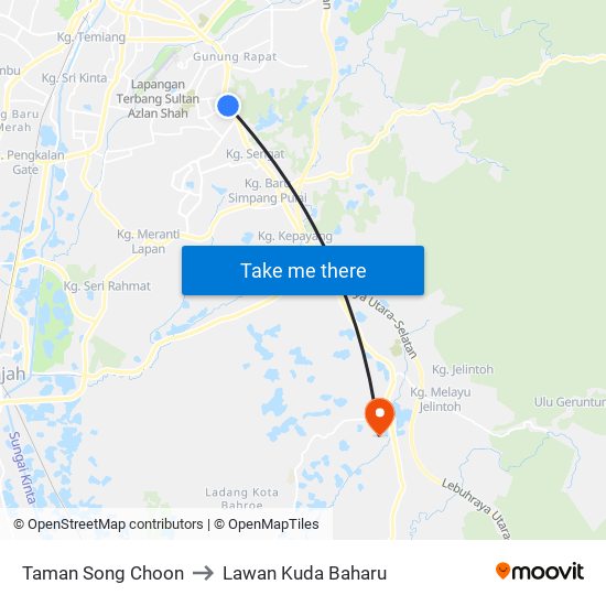 Taman Song Choon to Lawan Kuda Baharu map