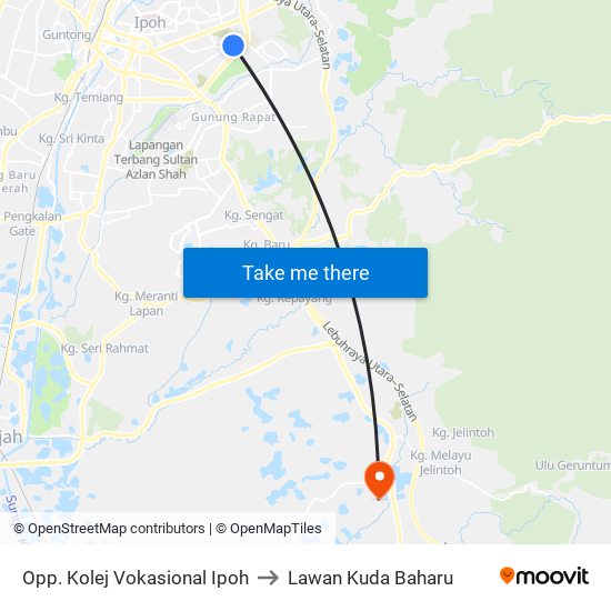 Opp. Kolej Vokasional Ipoh to Lawan Kuda Baharu map