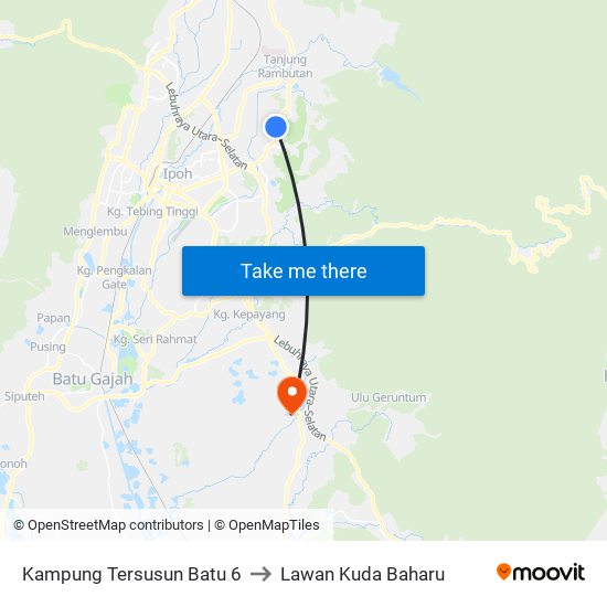 Kampung Tersusun Batu 6 to Lawan Kuda Baharu map